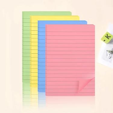 Imagem de Notas adesivas forradas com linhas de 10 x 15 cm, anotadas por Post it, blocos de notas coloridos super aderentes, escritório, casa, escola, 200 folhas/bloco