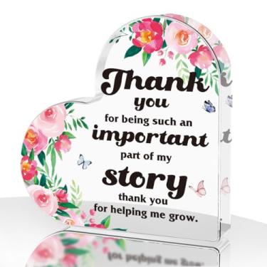 Imagem de Presentes de agradecimento para professores amigos decoração de escritório decoração de mesa presente de agradecimento para aniversário, Natal, placa acrílica em forma de coração, placa decorativa