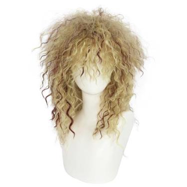 Imagem de Peruca masculina loira encaracolada com listras destacadas 52 cm - yiw