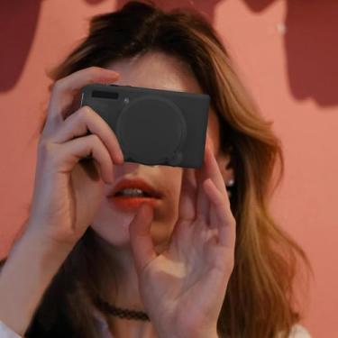 Imagem de Capa de silicone para câmera digital Canon PowerShot SX740 SX730, capa de silicone macio com capa de lente destacável, preta