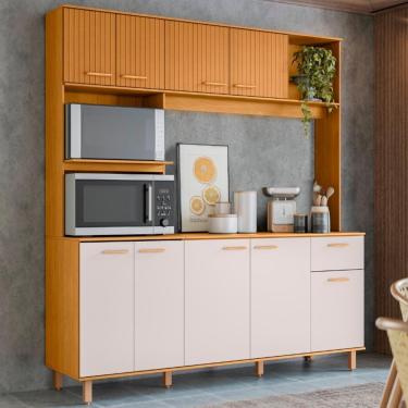 Imagem de Cozinha Compacta Com Tampo Luiza Freijó/ripado/off Acetinado Z44 - Mpozenato