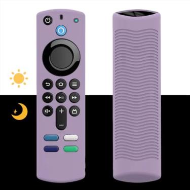 Imagem de Capa de silicone de substituição para controle remoto de streaming de 3ª geração/4K/HD, capa protetora antiderrapante lavável com cordão - roxo brilhante