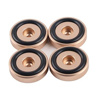Imagem de GOTOTOP Suportes das Almofadas Dos Pés do Amplificador de 4 Pces 40mm, Pés do Isolamento do Amplificador da Liga de Alumínio Anéis de Borracha Destacáveis ​​para o Som Estéreo da (Ouro)