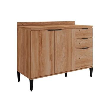 Imagem de Gabinete De Cozinha Modulado Balcão Alpha 2506 3 Portas E 2 Gavetas Com Tampo 120cm Freijó Off White