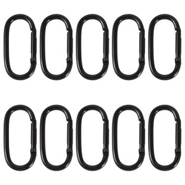 Imagem de 10 peças de anéis de portão de mola de liga preta oval gancho de escalada chaveiro clipes de pressão fechos de bloqueio fivelas para chaveiros bolsa mochila chaves de carro artesanato DIY 50 x 25 mm
