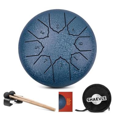 Imagem de Shaevle Tambor de língua de aço, tambor de 15 cm, 8 notas, calmo, tambor de chuva, bateria portátil, instrumento de percussão de chakra com marretas, bolsa de bateria, livro de música