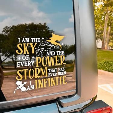 Imagem de Decalque de carro "I Am The Sky and The Power of Every Storm", decalque engraçado dragão quarta asa amantes de livros decalques vinil impermeável 20.3 cm adesivo de para-choque para janela de