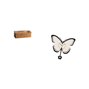 Imagem de Fenteer Caixa de Lenços com Controle Remoto E Relógio de Parede de Borboleta de Acrílico para Quarto, Cozinha, Escritório, Sala de Jantar, Quarto Infantil, de