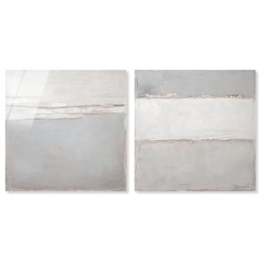 Imagem de Abstratos de luxo neutro conjunto de 2 painéis impressão acrílica arte de parede abstrata por Art Remedy, pronto para pendurar, 20 x 20