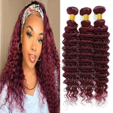 Imagem de Pacotes de cabelo HeiOwuio 99J Deep Wave Brazilian Remy 30cm 35cm 40cm