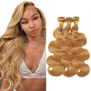 Imagem de Pacote de cabelo AuokMar Honey Blonde 27 Body Wave 14 16 18 Brazilian