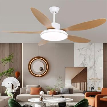 Imagem de Ventilador de teto moderno nórdico com controle remoto, luminária elétrica de luxo para sala de estar, restaurante, quarto, escritório, hotel e villa, com LED (Estilo 29, 1 unidade)