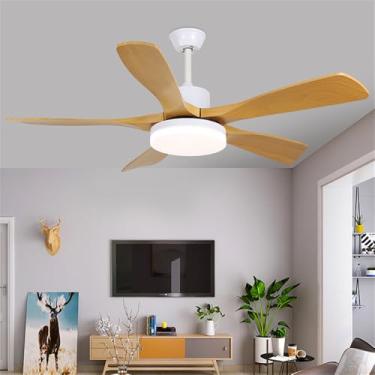 Imagem de Ventilador de teto moderno nórdico com controle remoto, luminária elétrica de luxo para sala de estar, restaurante, quarto, escritório, hotel e villa, com LED (Estilo 17, 1 unidade)