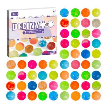Imagem de Bouncy Balls Deeinyoo 100 unidades de mármore colorido com caixa de pr