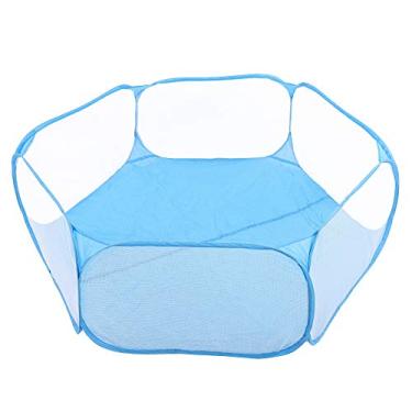 Imagem de QANYEGN Cercadinhos de animais pequenos, barraca respirável da gaiola do animal de estimação, barraca transparente da gaiola do coelho do gato do filhote de cachorro para o coelho (Azul)