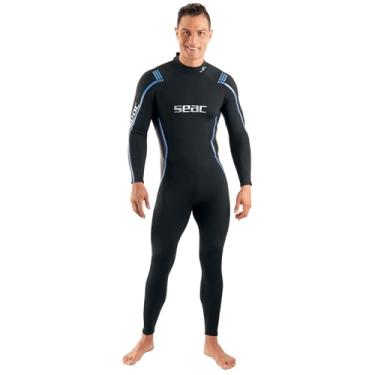 Imagem de SEAC Feel Man, roupa de mergulho de neoprene ultra elástica de 3 mm com zíper nas costas para mergulho, snorkel e mergulho livre, preto, 2GG