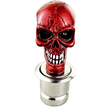 Imagem de Lunsom Conector de cigarro de alumínio para carro de caveira, acessório de reposição para veículo DC 12V (vermelho)