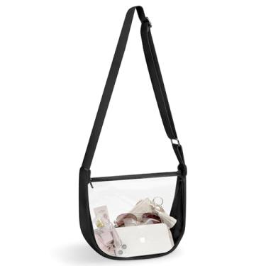 Imagem de MINKARS Bolsa transparente para eventos de estádio aprovada bolsa crescente bolsa transversal transparente bolsa de ombro transparente, Preto, Bolsa transversal transparente