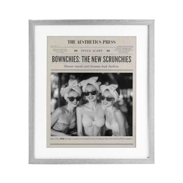 Imagem de Stupell Industries The Aesthetics Press Magazine Impressão emoldurada cinza sob vidro, design por A Barefoot Stylist, 40 x 33