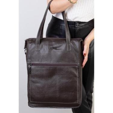 Imagem de Bolsa para notebook em couro liso grafite Sandra-Feminino