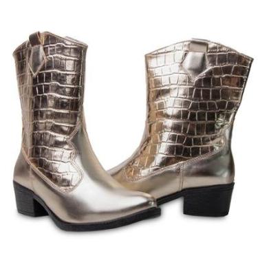 Imagem de Bota Western Texana Croco Feminino Zíper Moda Country Salto Baixo-Feminino