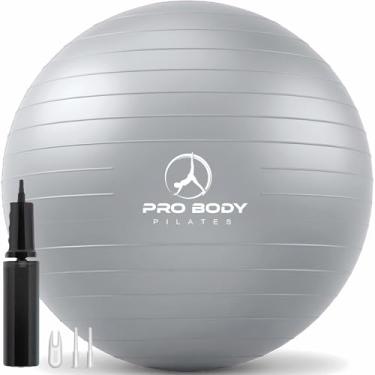 Imagem de ProBody Pilates Bola de exercício - Bola de equilíbrio de vários tamanhos para academia, treino, gravidez e fisioterapia, cadeira de bola de ioga de estabilidade (prata, 55 cm)