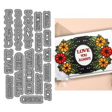 Imagem de DzIxY Words Love You Always Conjunto de moldes de corte de metal para fazer cartões, conjunto de recortes de papel, estêncil, suprimentos, modelos de máquina