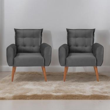 Imagem de Jogo De Poltronas Decorativas Park Veludo Cinza