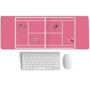 Imagem de Coquette Tapete de mouse rosa para quadra de tênis, arte esportiva, tapete de mesa rosa, tapete de mesa feminino GG grande, tapetes de computador para jogos, acessórios de escritório, decoração para