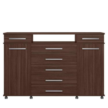 Imagem de Cômoda Sapateira 2 Portas 7 Gavetas Com Rodízios River Café Touch