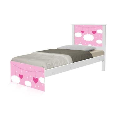 Imagem de Cama Solteiro Adesivada Nuvens Menina Com Colchão