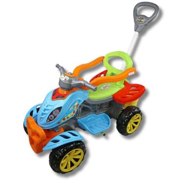 Imagem de Carrinho De Passeio Infantil Quadriciclo Com Haste E Pedal Colorido