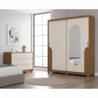 Imagem de Guarda Roupa Solteiro Talles E Cômoda Ravenna Ambiente Nature Off White - Henn