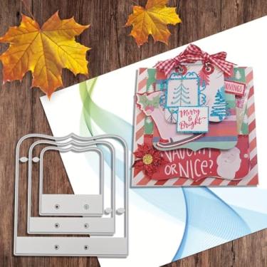 Imagem de LZBRDY Matrizes de corte para molduras, modelo de design de fundo para álbuns, cartões comemorativos, fotos de álbuns, artesanato em papel DIY, cartolina (moldura criativa de etiqueta 11,7 x 10,7 cm)