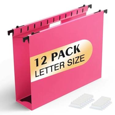 Imagem de Shutex Pastas de arquivo de plástico com capacidade extra, pacote com 12 pastas suspensas reforçadas, expansão de 5 cm, pastas de armário de arquivo de plástico, tamanho carta, projetado para arquivos