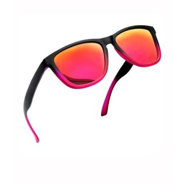 Imagem de Óculos de sol polarizados grandes para mulheres, homens, modernos, quadrados, óculos de sol, óculos de sol clássicos, dirigir pescar SY6147, Armação preta e roxa | Lente espelhada roxa, 54 millimeters