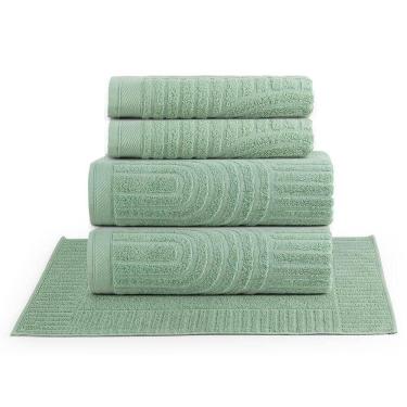 Imagem de Jogo De Banho Toalhas Auri 100% Algodão Fio Penteado Macio 05 Peças Dunas - Verde Pistache