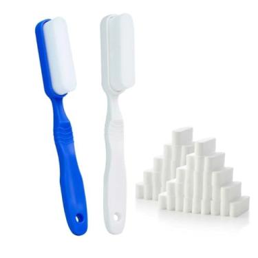 Imagem de Esponjas mágicas com cabo longo, 39 refis de esponja de melamina e 2 alças de escova de esponja mágica para pia de cozinha, fogão, banheiro, parede e limpeza de manchas de óleo de precisão