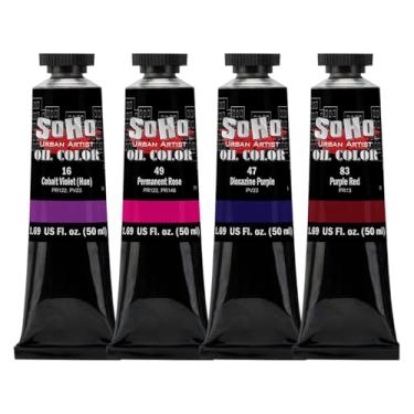Imagem de Soho Urban Artist Tinta a óleo - Conjunto roxo de 4 a 50 ml - Cores a óleo mais valorizadas para pintura com excelente carga de pigmento