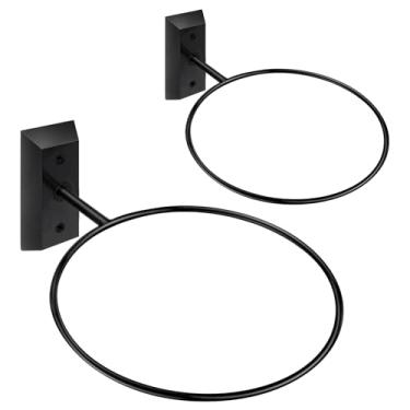 Imagem de VIVTOB Suporte de parede de madeira preta para basquete, futebol, bola de futebol, vôlei, suporte de parede para decoração de quarto, suporte de armazenamento de bola esportiva