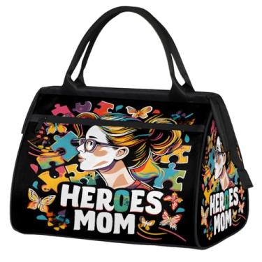 Imagem de Bolsa pequena para o fim de semana para mulheres e homens, design de autismo, bolsa de viagem dobrável, Cor: 17, 15.2*8.3*11.6 inch, Moderno