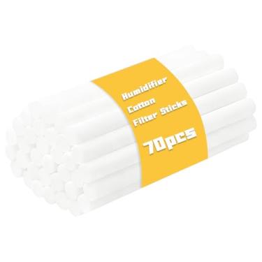 Imagem de Fampery 70 peças de refil de filtro de bastão de umidificador - Refil de mini difusor de ar puro - Varas de filtro de algodão de substituição para difusor de umidificador portátil pequeno no