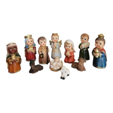 Imagem de Colaxi Conjunto de 11 peças de figuras de presépio em resina, estatuetas e esculturas para mesa ou escritório.