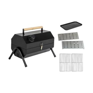 Imagem de Bothyi Churrasqueira portátil Churrasqueira dobrável Acessórios multifuncionais Fogão de churrasco ao ar livre Forno de mesa para assar para quintal de, Preto com Grelha