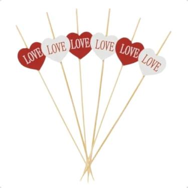 Imagem de Palitos Aperitivo Bambu Espeto Decorativo Petisco Love