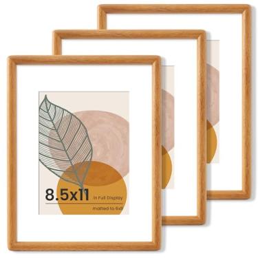 Imagem de Axeman Conjunto de 3 porta-retratos de 21 x 27 cm - Moldura de madeira teca maciça 21 x 28 cm com tapete para 15 x 20 cm - Moldura de canto arredondado 21 x 28 cm com vidro temperado para certificado