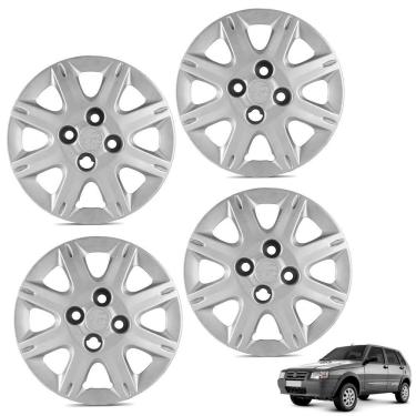 Imagem de Jogo De Calota Uno Way Economy 2008 2009 Aro 13 Cubo Baixo Prata