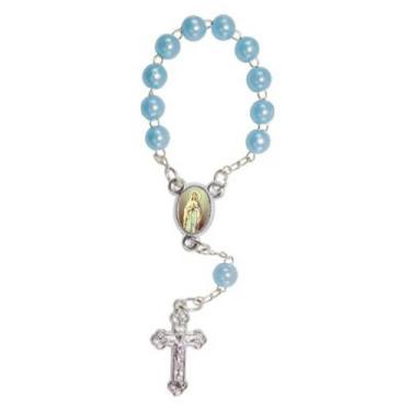 Imagem de 50 Mini Terço com Foto NSra de Lourdes - SJO Artigos Religiosos, Azul