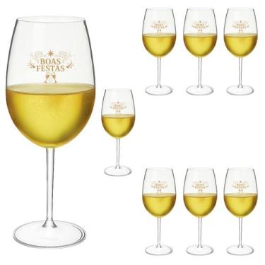 Imagem de Taças Vinho Acrílico 600ml Boas Festas Taça Vinho 8pçs - NEOPLAS, TRAN