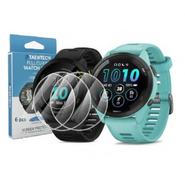 Imagem de TAENTECH Pacote com 6 protetores de tela para Garmin Forerunner 55 42 mm Fácil Instalação. Película TPU transparente antiarranhões e antibolhas, kit de limpeza incluído